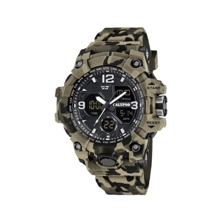 RELOJ CALYPSO K5855/1 X-TREM PARA HOMBRE DE CAMUFLAJE ESTILO MILITAR MARRÓN - 1