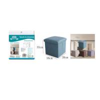 Taburete de almacenamiento plegable multifuncional de algodón y lino, caja de almacenamiento, caja de almacenamiento, taburete para cambiar zapatos, taburete de almacenamiento de tela, taburete para adultos, puede sentarse 35 * 35 * 38 cm, color mixto - details 0