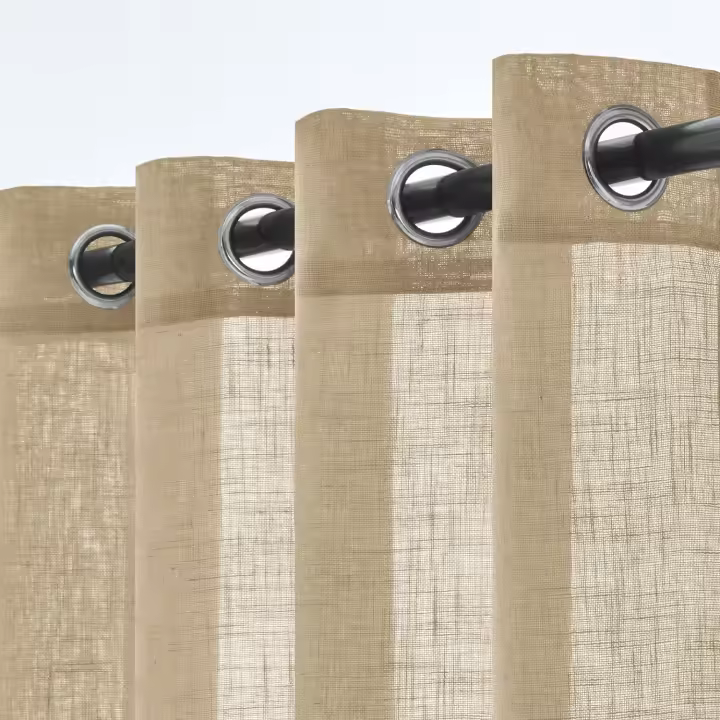 Cortinas de lino transparentes, modernas y decorativas, con ojales, para sala de estar, dormitorio, 2 piezas, 132 x 274 cm, color beige - 1