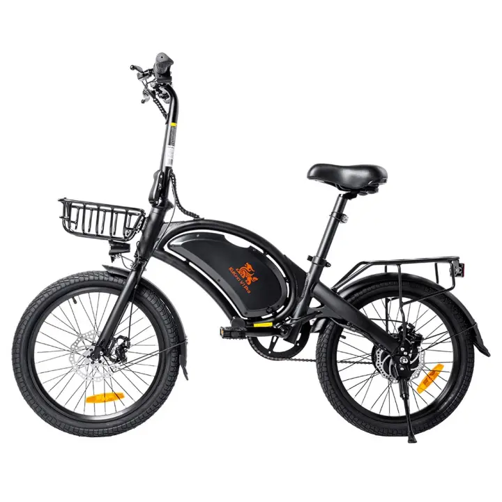 Bicicleta eléctrica KuKirin V1 Pro con neumáticos de 20 pulgadas, motor de 48V 350W, velocidad máxima de 45km/h, batería de 7.5Ah, autonomía de 45km, carga máxima de 120kg, freno de disco dual + freno eléctrico con cesta delantera y portaequipajes trasero - 1