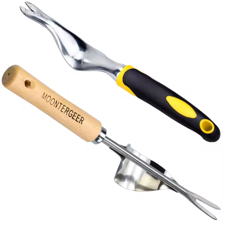 Herramienta Manual de acero inoxidable, cincel con mango de madera, herramientas de jardinería, herramienta de deshierbe de diente de león en forma de Y, 2 uds. - 1