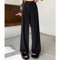 Pantalones Clásicos Para Mujer 2024 Cintura Alta Pierna Ancha Cómodos Y Versátiles Estilo Diario Traje Elegante Con Bolsillos Y Pliegues - details 12