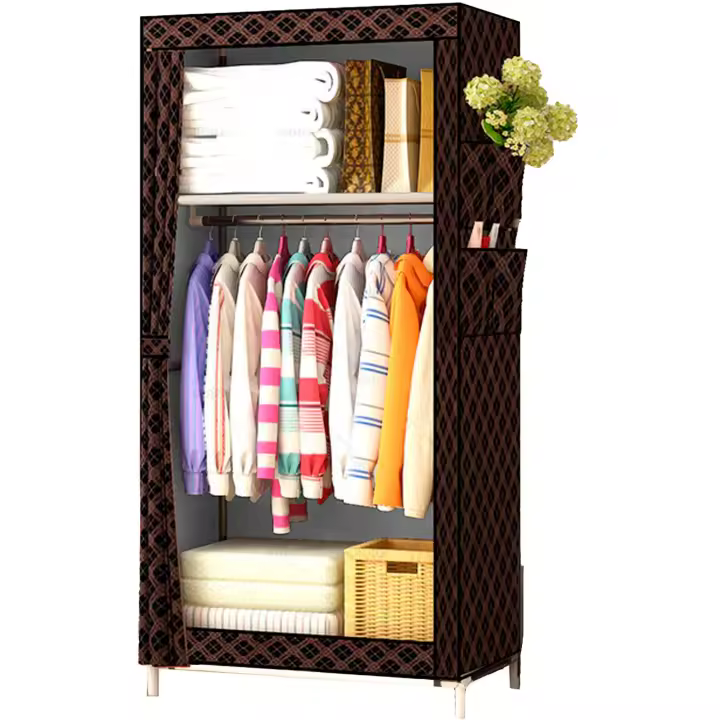 Nyana Armario Vestidor Tela con Bolsillos Laterales 160x70x45cm - Organizador de Ropa y Zapatos - 1