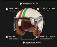 Casco De Motocicleta Vintage TT&COCASCOS Con Visera 3/4 Abierto Retro Para Scooter Y Moto Abs Material Hombre Peso 1kg - details 2