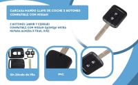 Banner - Carcasa mando llave del coche 2 botones compatible con Nissan v2 negro