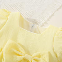 Vestido De Verano Para Bebé Niña En Color Sólido Con Cuello Redondo Y Lazo Para Uso Diario De Longitud De Rodilla - details 19