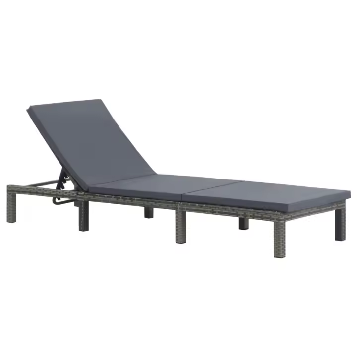 vidaXL Tumbona con cojín ratán sintético Sillas de Exterior Ideal para jardín, playa, piscina, terraza Tumbona Piscina Tumbonas Playa Tumbonas Jardín Exterior - 1