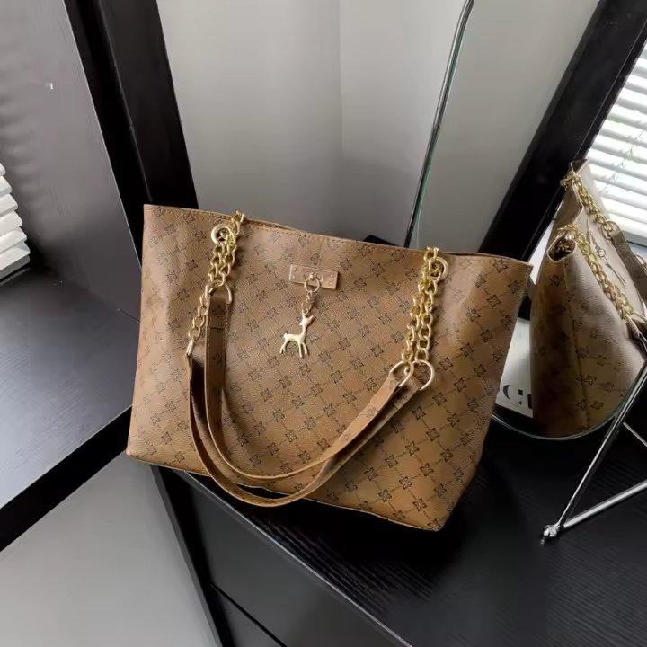 Bolso De Hombro Para Mujer Gran Capacidad Otoño Invierno 2024 Bolso De Mano Con Tassel Cierre De Cremallera Material PU Y Poliéster - 1