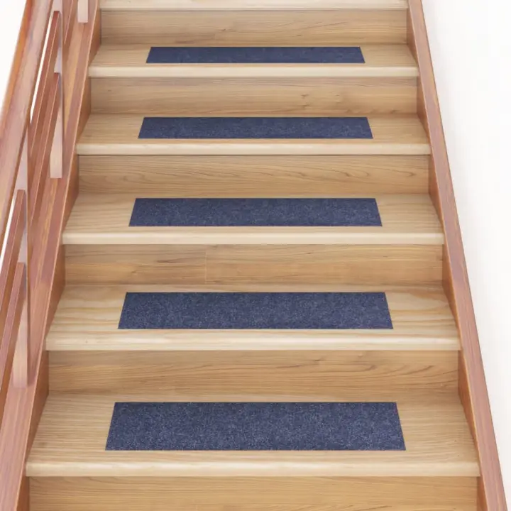 vidaXL Alfombrilla autoadhesiva escalera 15 uds gris azul 76x20 cm - 1