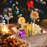 Placa De Espejo De Acrílico Cuadrada 1PC Decoración Para Mesa De Comedor Centro De Mesa Para Bodas Cumpleaños Y Fiesta - details 3