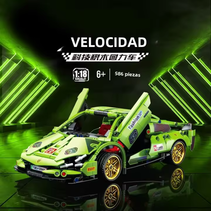 Bloques De Construcción DIY Para Coches De Carreras 586 Piezas Vehículo Técnico Con Acción De Retroceso Regalo Para Niños Creativos Y Constructivos - 1
