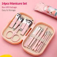Kit De Manicura Y Pedicura De 14 Piezas En Acero Inoxidable Con Cortauñas De Borde Concavo Estilo Moderno Y Herramientas De Aseo Incluye Portátil - details 0
