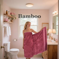 Toalla De Baño Extra Grande 90x180cm Hecha De Fibra De Bambú 100% Ultra Absorbente Y Secado Rápido Toalla De Lujo Para Spa Hotel Uso Doméstico - details 2