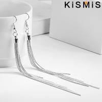 KISMIS Pendientes Largos De Borla Lineal Para Mujer Moda Colgante Aleación De Aluminio Joyería De Oído - details 3