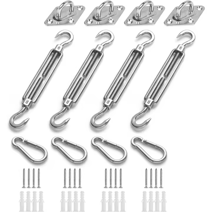 Juego de fijación para toldo M6, kit de herrajes de acero inoxidable para velas de protección solar de alta resistencia para triángulos, cuadrados y rectángulos, accesorio de fijación para velas de protección solar - 1