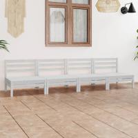 vidaXL Juego de muebles de jardín 4 pzs madera maciza pino en color Marrón miel/Marrón/Blanco y más | almacenamiento funcional diseño moderno para baño dormitorio sala - details 2