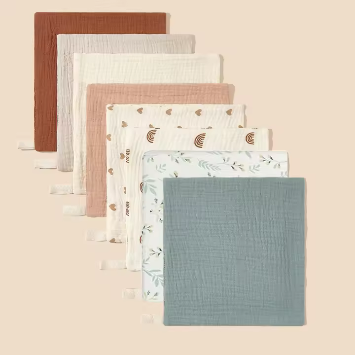 Paquete De 5 Toallas Muslin Para Bebé Pañuelos De Burp Random Color Tamaño 23x23 Fashion Unisex Edad 0-24 Meses Material Algodón - 1