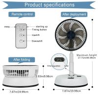 Ventilador de Pie Portátil Recargable por USB con Mando a Distancia - Cabezal Agitador Automático, Aleación Metálica, 5W, Uso en Interior/Exterior, Batería de 6000mAh, Ideal para Casa, Oficina o Actividades al Aire Libre, Ventilador Portátil de Exterior | - details 1