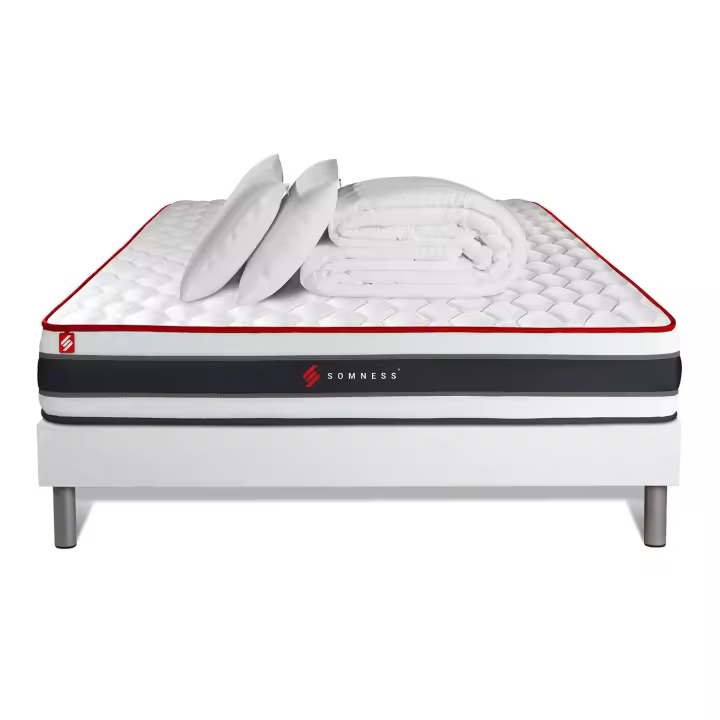 Pack cama completa - Colchón 160x200cm + Somier con láminas (kit) + 2 almohadas + Edredón - Energy - 1