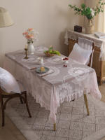 Mantel De Lienzo Rosa Vintage Con Espejo Y Encaje Para Sala De Estar Dormitorio Comedor Decoración De Fiesta Y Boda - details 0
