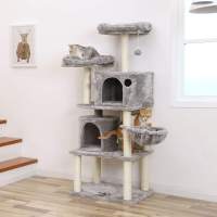 Árbol para gatos con postes recubiertos de sisal, rascador con varias plataformas y centro de actividades para gatos, color a elegir - details 10