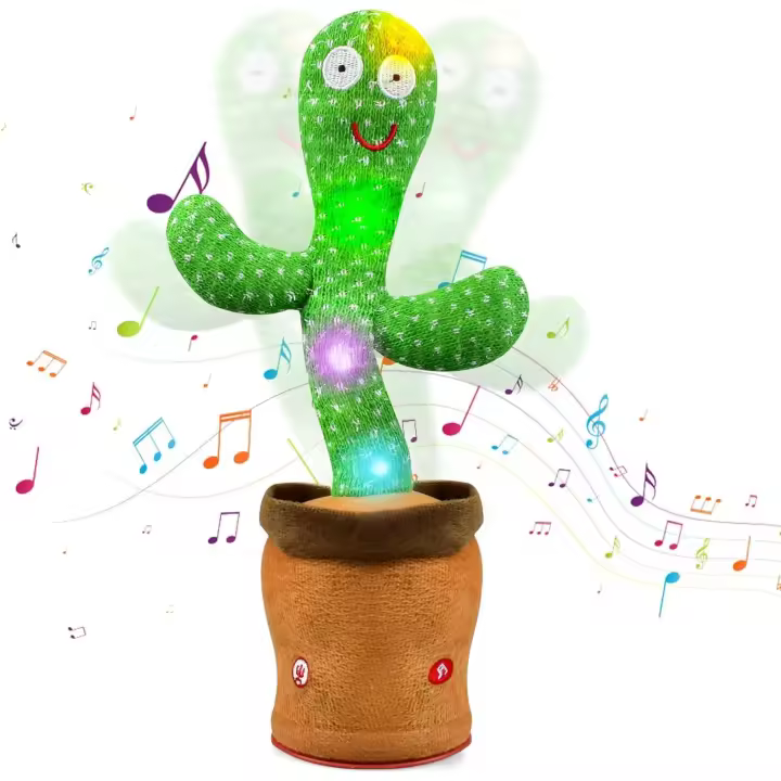 Cactus parlante para bebés de 1 año, cactus que canta y baila, juguetes interactivos para bebés de más de 12 meses, peluches sensoriales con luz. - 1