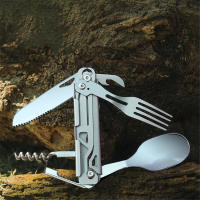 Cuchillo Multifunción Portátil Para Camping Con Cuchara Y Tenedor Incluye Abrebotellas Desplegable Set De Utensilios De Cocina - details 4