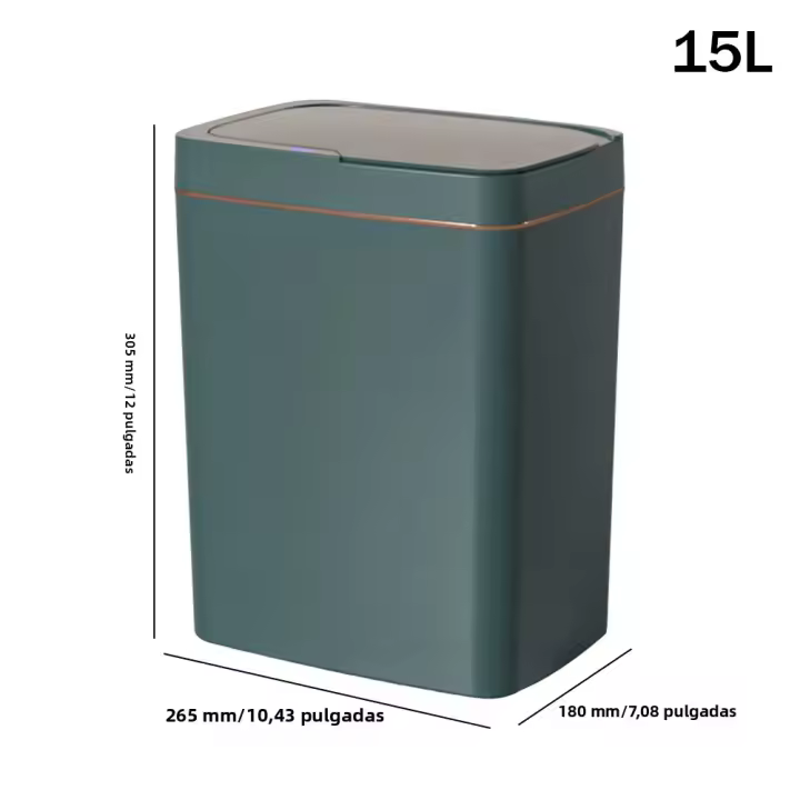 Bandeja De Basura Inteligente 15/18L Con Sensor Automático Y Sensor De Movimiento Silencioso Y Resistente Al Agua Para Cocina Baño Dormitorio - 1