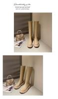 Botas De Mujer Invierno 2021 Nuevas Botas De Caballero Con Lona De Piel Artificial Y Forro De Algodón Terciopelo Modernas Suela De Goma Tacón Cuadrado Altura Media - details 25
