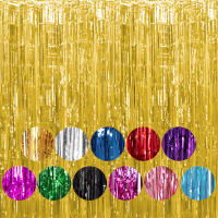 Juego De 1 Pieza De Cortina De Foil Dorado De 9.8 Pies Para Fondo De Fotografía De Cumpleaños Decoración De Fiesta Streamers De Aluminio - details 74