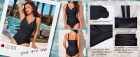 Bañador de una pieza con Control de barriga para mujer, traje de baño modesto con cuello en V - details 3