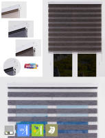 Estoralis | Estor Enrollable Noche y Día Translucido con Cajon Decorativo | Estor para Ventanas y Puertas Doble Tejido | Estor Noche y Dia Doble Tejido Fácil Instalación Pared o Techo | Modelo VARYS - details 1