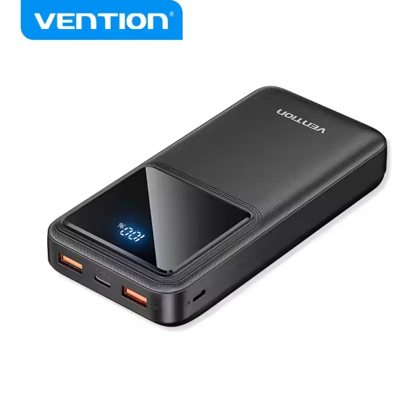 Vention bateria powerbank 20000mah 22.5w usb (c+a+a) con pantalla led - color negro - 1
