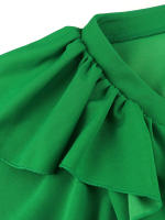 Vestido Midi Plisado Para Mujer Con Manga Corta Y Volantes Elegante Verde Amarillo A-Line Primavera Verano Chic Moda Fiesta Cumpleaños Ropa Decoración Borde Asimétrico Estilo Africano Cierre De Cremallera - details 5