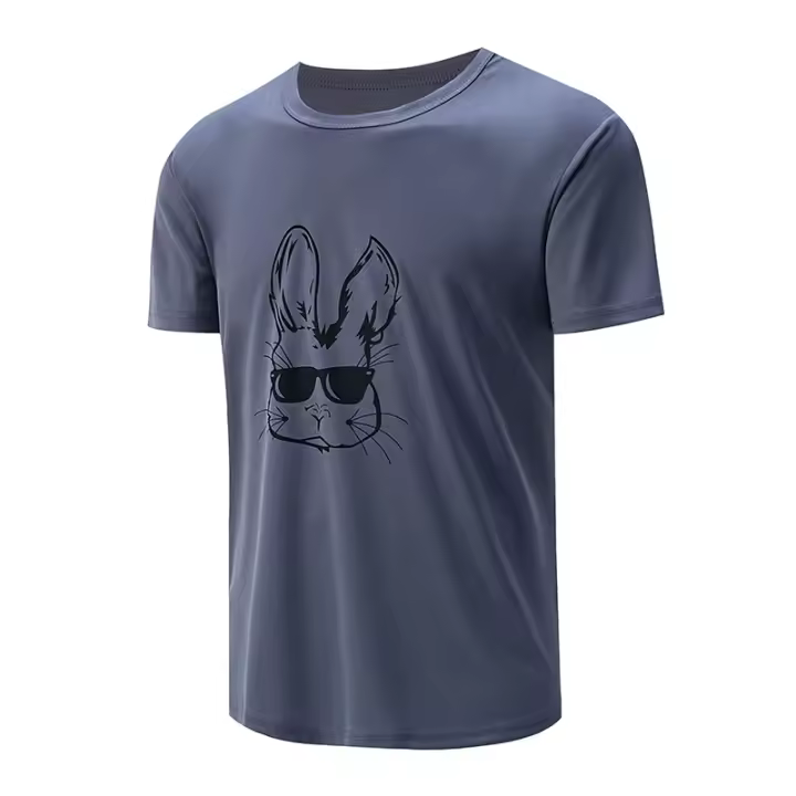 Camiseta De Verano Para Hombres Secado Rápido Manga Corta Estilo Casual Joker Impresión Cuello Redondo Material Poliéster - 1