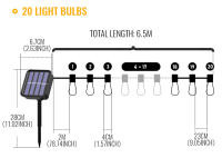 Luces De Cadena Solar LED Para Exterior Decoración De Navidad IP65 Impermeables S14 Guirnalda De Fiestas Para Jardín - details 3