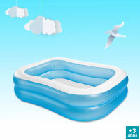 INTEX - Piscina hinchable azul infantil tipo familiar, para niños desde 3 años, 203x152x48cm, capacidad 540L. 2 cámaras de aire, doble válvula, con parche incluido. Verano, jardín, juego acuático, diversión segura, exterior, resistente, refrescante. - details 4