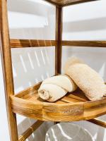 Baños Boutique Organizador de Ducha de Madera de acacia con 3 Niveles estanteria madera - details 2