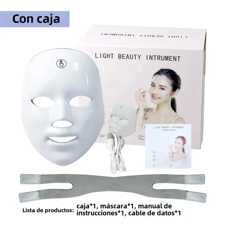 Máscara Facial LED USB Carga 7 Colores Therapy Fotónica Belleza Anti-Edad Rejuvenecimiento Helo Levantamiento Blanqueamiento Cuidado De La Piel - 1