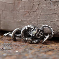 Collar De Moda Para Hombres 2024 Con Colgante De Flor Y Serpiente En Acero Inoxidable 316L Estilo Punk Bikers Regalo Para Parejas - details 6