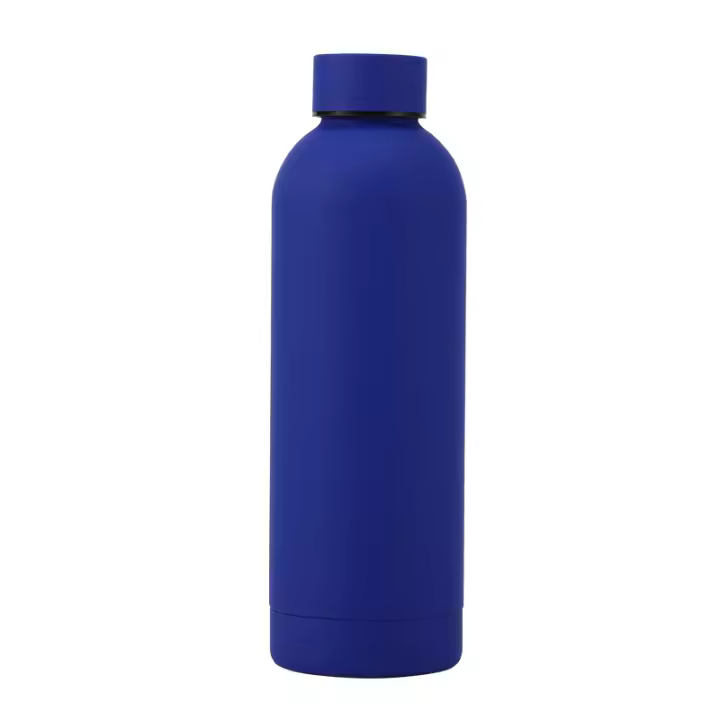 Botella de agua de acero inoxidable, taza térmica de doble capa de boca pequeña estilo americano de 500 ml/17 oz, color sólido simple，azul - 1