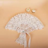 Abanico de mano elegant para Novia, abanico de mano con encaje de Rosas, abanico decorative no plegable (Blanco, 1 Paquete) - details 0