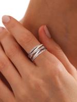Anillo De Plata De Ley 925 Con Zirconia Interlocking Para Mujer Joyería De Moda Personalizada De Alta Calidad Aniversario - details 4