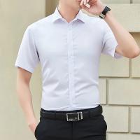 Camisa De Verano Para Hombre De Talla Grande 5XL Blanco Sólido Clásica Casual Negocios Manga Corta Estilo Elegante Trabajo - details 1