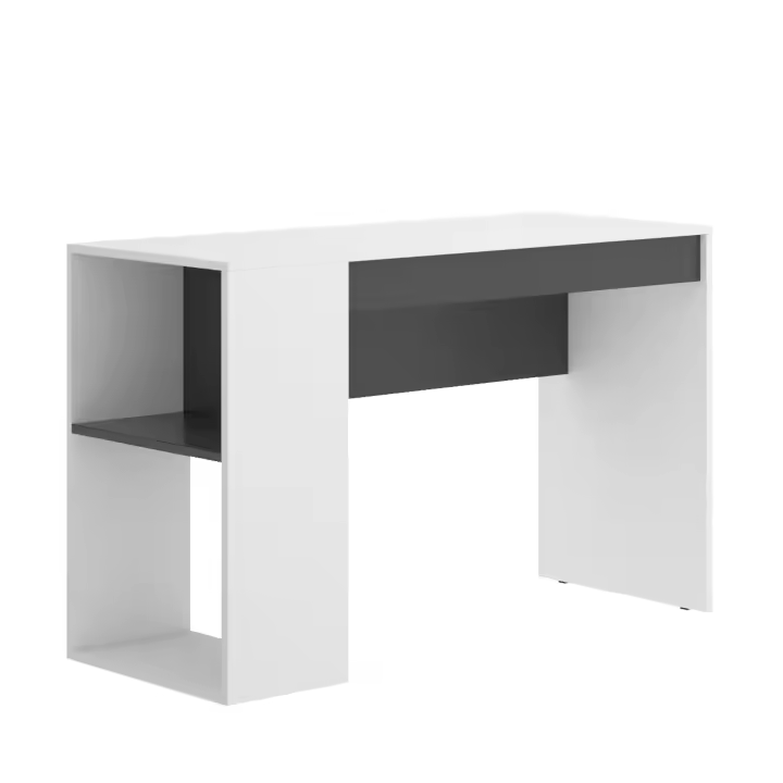Dekit Escritorio con Estante y Cajón TEO 74x115x50 Grafito/Blanco - Cajón y Estante Prácticos - 1