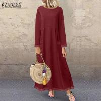 Vestido De Crochet De Encaje Otoño ZANZEA Invierno Para Mujer Sudadera Con Capucha Manga Larga Suéter Pullover De Fleece Sundress De Cuello Redondo Longitud Hombros - details 8