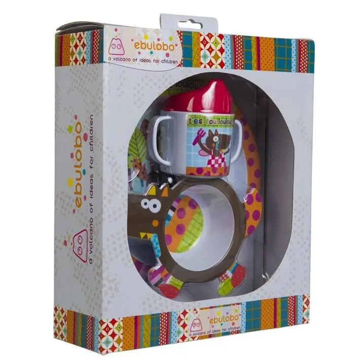Caja regalo vajilla Louloup  plato, bol, cuchara y taza Ebulobo - 1