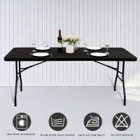 Mantel Elástico GY 1pc 4FT/6FT Material Poliéster Para Boda Banquete Hotel Restaurante Decoración De Escritorio Del Hogar - details 21