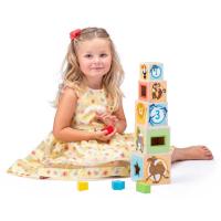 Bloques Apilables y Encajables Animales en madera  5 piezas Woody - details 2