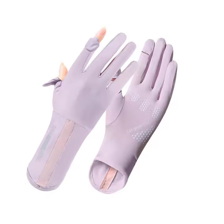 Guantes de Protección solar para Mujer, de Verano, Medios y largos, Finos, antideslizantes, de Seda de Hielo, para conducir, Anar en Bicicleta, para llevar, Pescar, guantes De Dos Dedós con fugas - 1